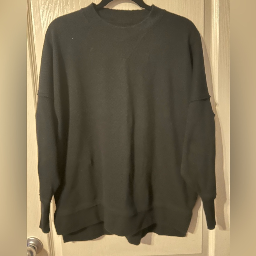 Aerie the happiest textured oversized Crewneck Sweater - Black